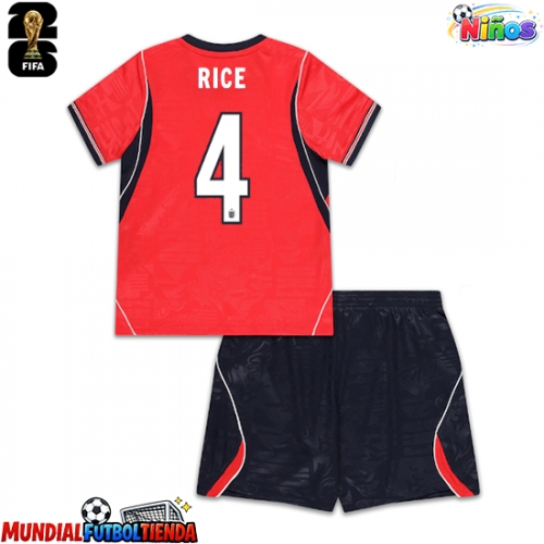 Camiseta Inglaterra Declan Rice #4 Segunda Equipación Replica Mundial 2026 para niños mangas cortas (+ Pantalones cortos)